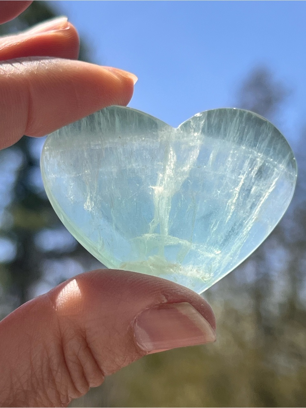 Fluorite (9) heart with stand | Crystal